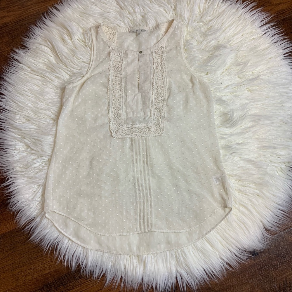 Daniel Rainn blouse sz S semi sheer ivory textured
